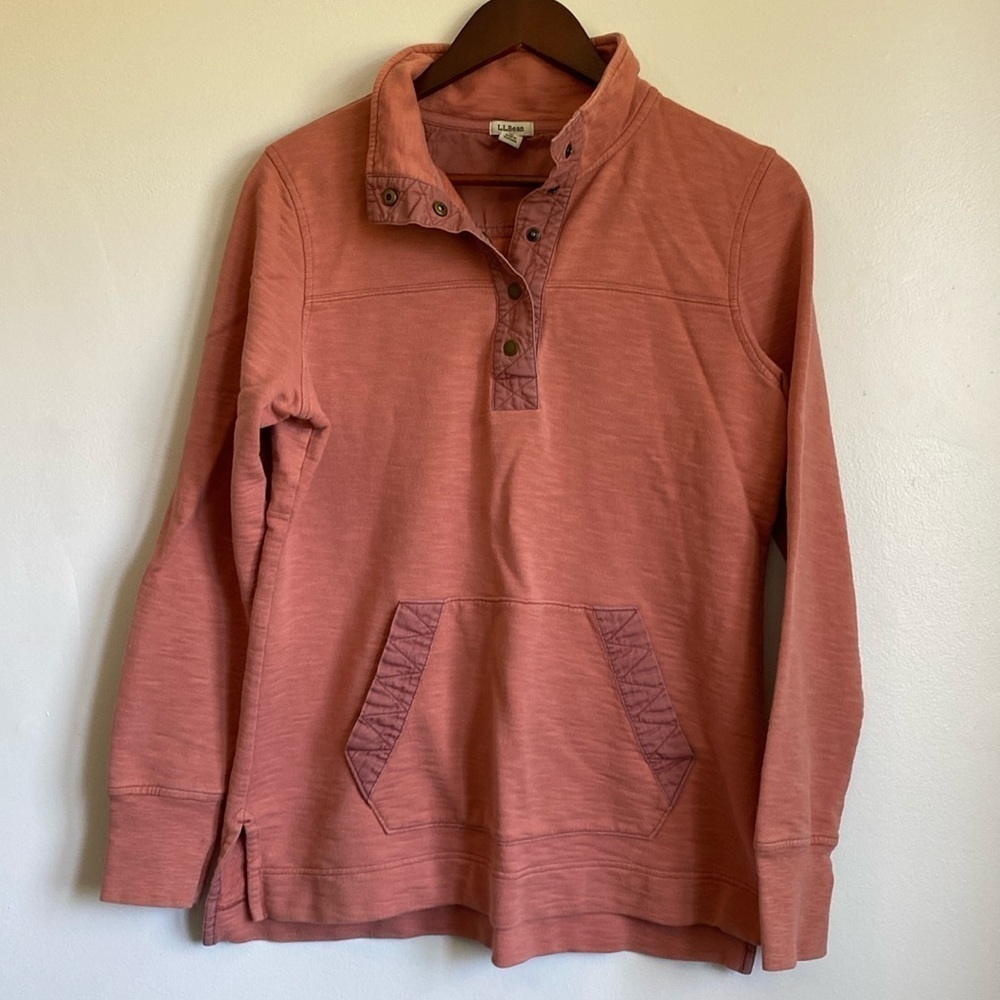 LL Bean Quarter Snap Organic Cotton Pullover Size small